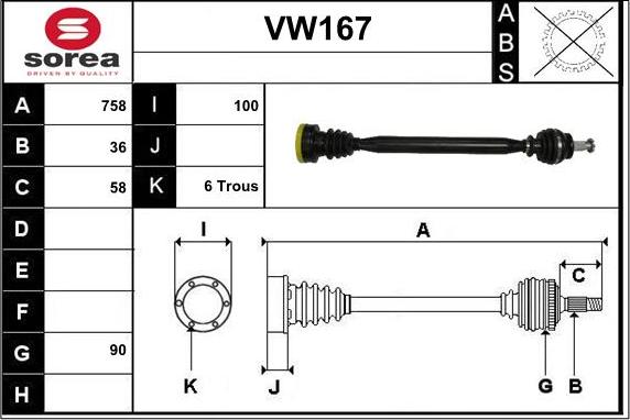 Sera VW167 - Приводной вал autospares.lv