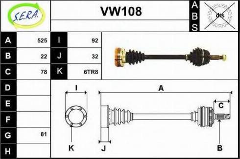 Sera VW108 - Приводной вал autospares.lv