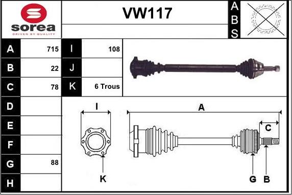 Sera VW117 - Приводной вал autospares.lv