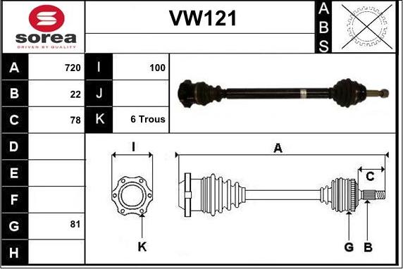 Sera VW121 - Приводной вал autospares.lv