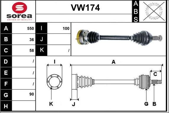 Sera VW174 - Приводной вал autospares.lv