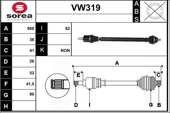 Sera VW319 - Приводной вал autospares.lv