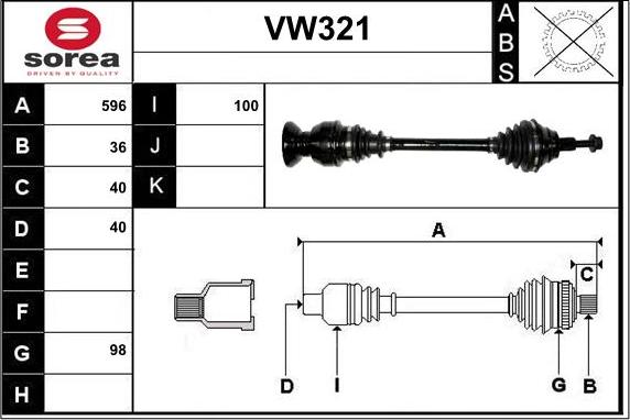 Sera VW321 - Приводной вал autospares.lv