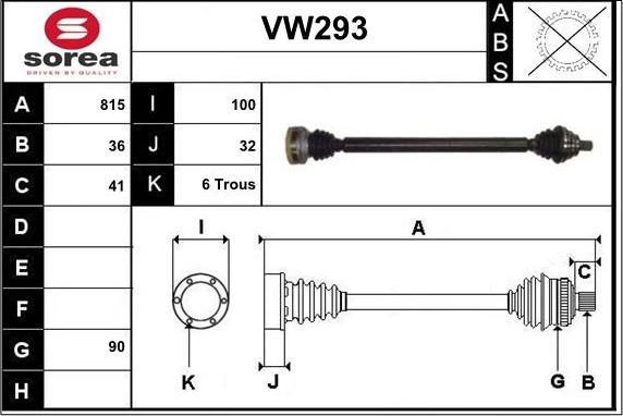 Sera VW293 - Приводной вал autospares.lv