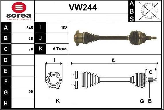 Sera VW244 - Приводной вал autospares.lv