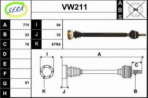 Sera VW211 - Приводной вал autospares.lv