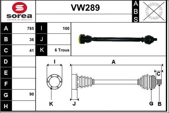 Sera VW289 - Приводной вал autospares.lv