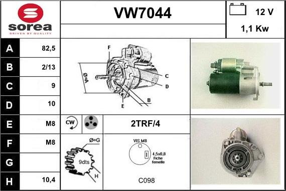 Sera VW7044 - Стартер autospares.lv