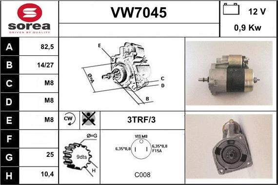 Sera VW7045 - Стартер autospares.lv