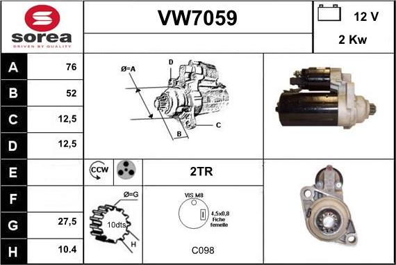 Sera VW7059 - Стартер autospares.lv