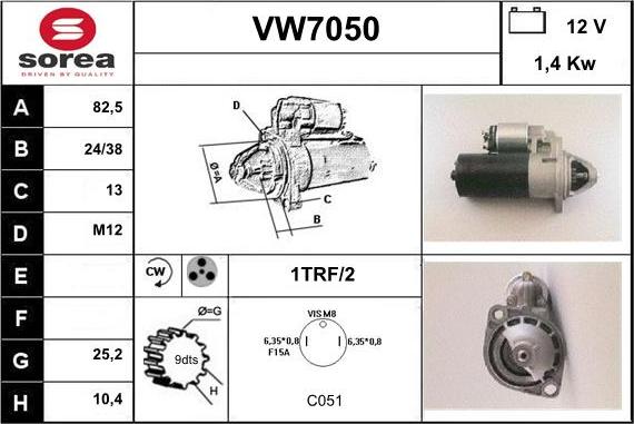 Sera VW7050 - Стартер autospares.lv