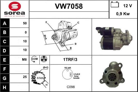 Sera VW7058 - Стартер autospares.lv