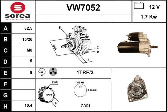 Sera VW7052 - Стартер autospares.lv