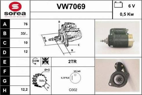 Sera VW7069 - Стартер autospares.lv