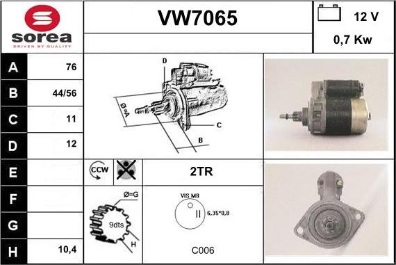 Sera VW7065 - Стартер autospares.lv