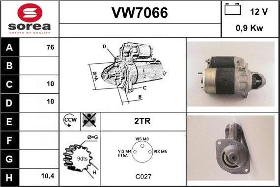 Sera VW7066 - Стартер autospares.lv