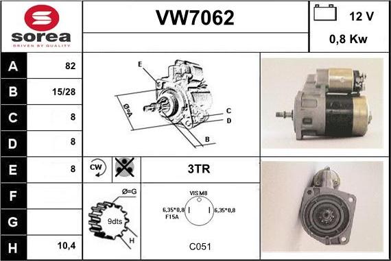 Sera VW7062 - Стартер autospares.lv