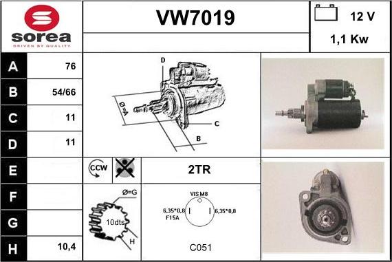 Sera VW7019 - Стартер autospares.lv