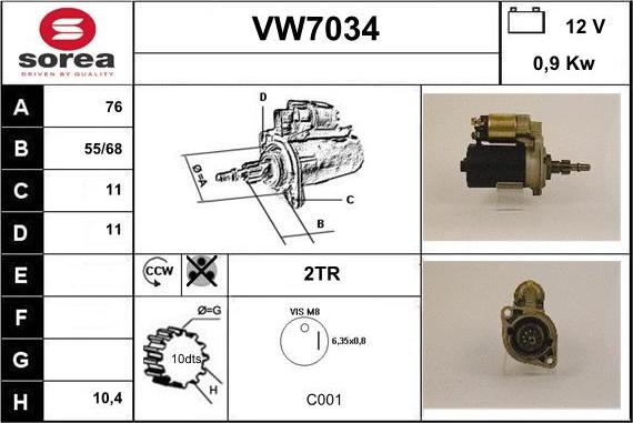 Sera VW7034 - Стартер autospares.lv