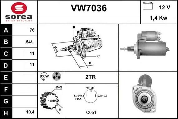 Sera VW7036 - Стартер autospares.lv