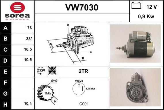 Sera VW7030 - Стартер autospares.lv