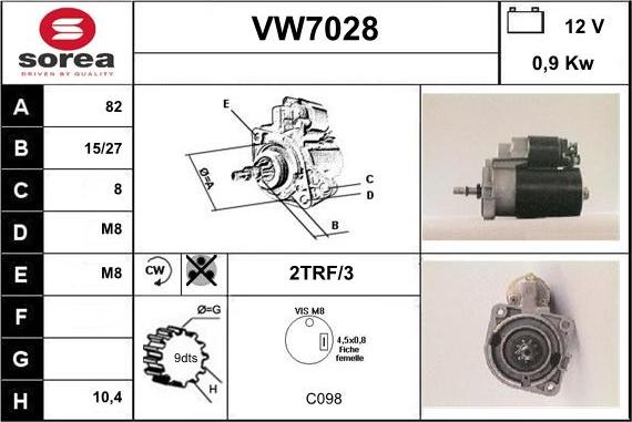 Sera VW7028 - Стартер autospares.lv