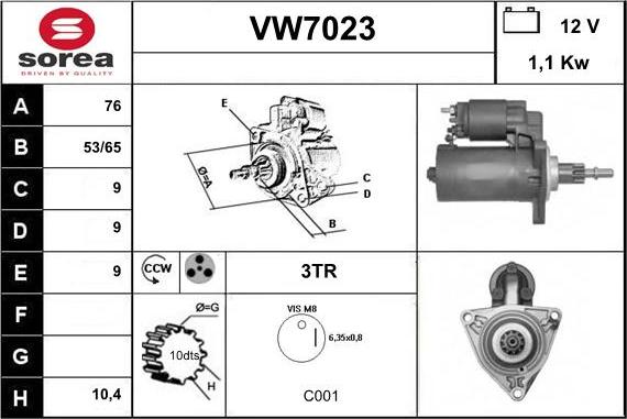 Sera VW7023 - Стартер autospares.lv