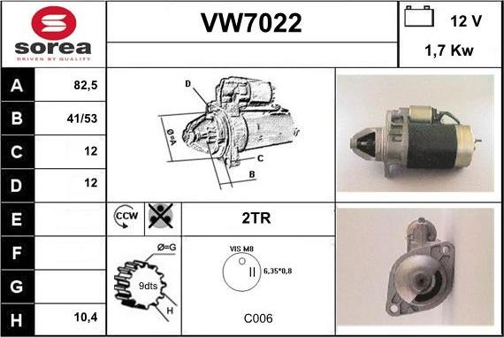 Sera VW7022 - Стартер autospares.lv