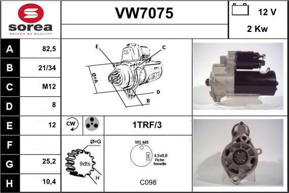 Sera VW7075 - Стартер autospares.lv