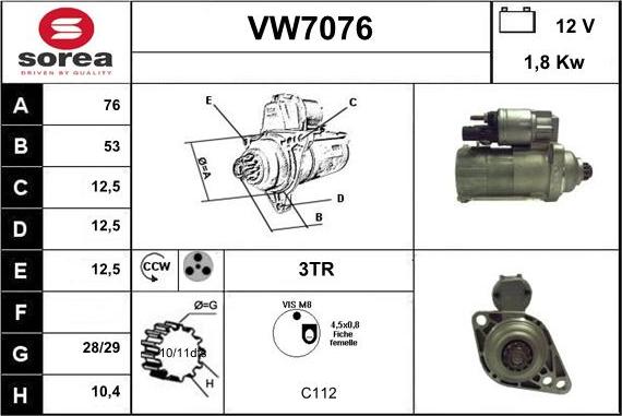 Sera VW7076 - Стартер autospares.lv