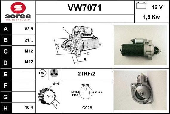 Sera VW7071 - Стартер autospares.lv