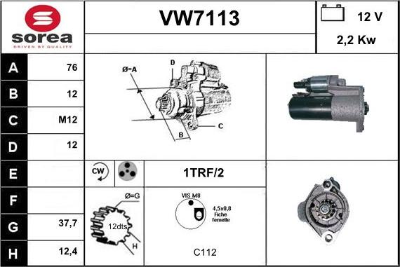 Sera VW7113 - Стартер autospares.lv