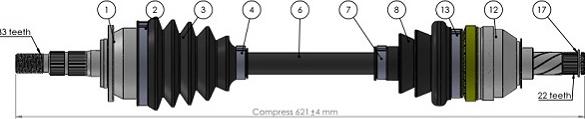 Sercore 221818 - Приводной вал autospares.lv