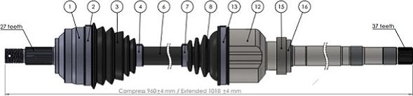 Sercore 221828 - Приводной вал autospares.lv