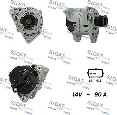 Sidat A12BH0244A2 - Генератор autospares.lv