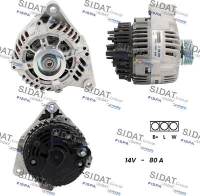 Sidat A12VA0520 - Генератор autospares.lv