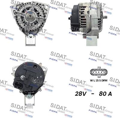 Sidat A24BH0015 - Генератор autospares.lv