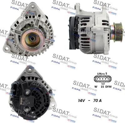 Sidat A24BH0158 - Генератор autospares.lv