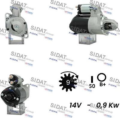 Sidat S12DE0582A2 - Стартер autospares.lv