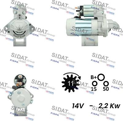 Sidat S12DE0057A2 - Стартер autospares.lv