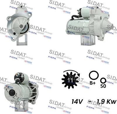 Sidat S12VA0035A2 - Стартер autospares.lv