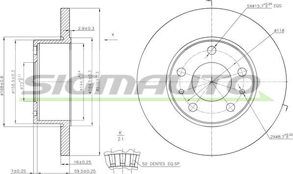 SIGMAUTO DB0196S - Тормозной диск autospares.lv