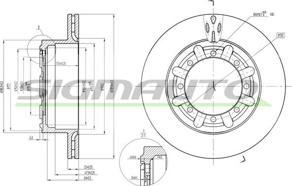 SIGMAUTO DB0184V - Тормозной диск autospares.lv