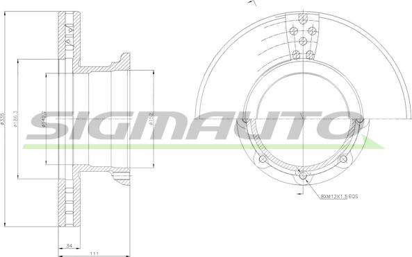 SIGMAUTO DB0188V - Тормозной диск autospares.lv