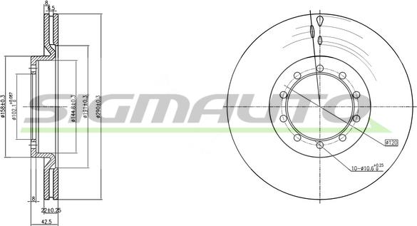 SIGMAUTO DB0183V - Тормозной диск autospares.lv