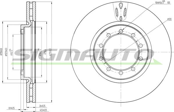 SIGMAUTO DB0182V - Тормозной диск autospares.lv