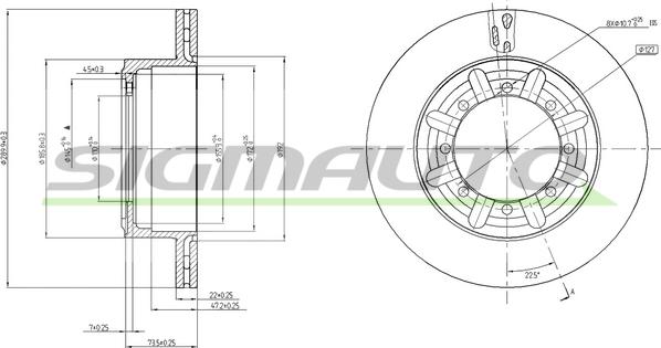 SIGMAUTO DB0340V - Тормозной диск autospares.lv