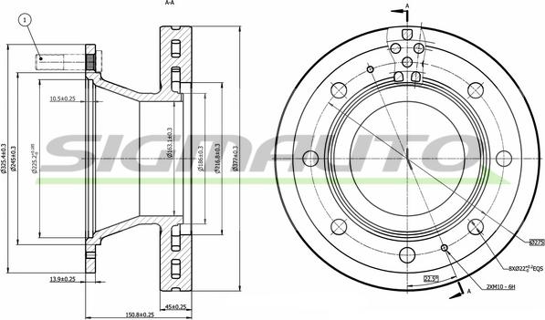 SIGMAUTO DB0308V - Тормозной диск autospares.lv