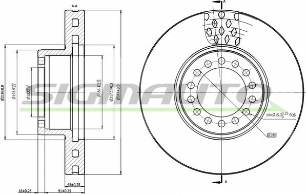 SIGMAUTO DB0319V - Тормозной диск autospares.lv