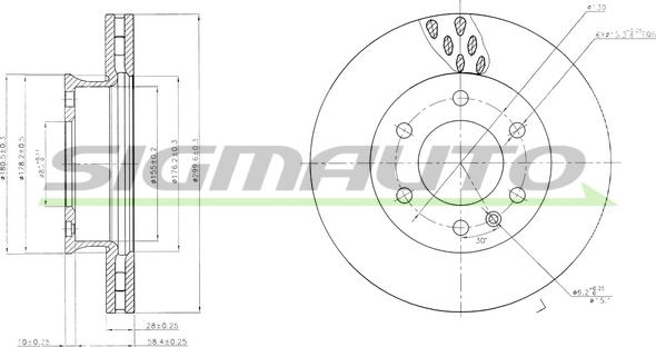 SIGMAUTO DB0310V - Тормозной диск autospares.lv